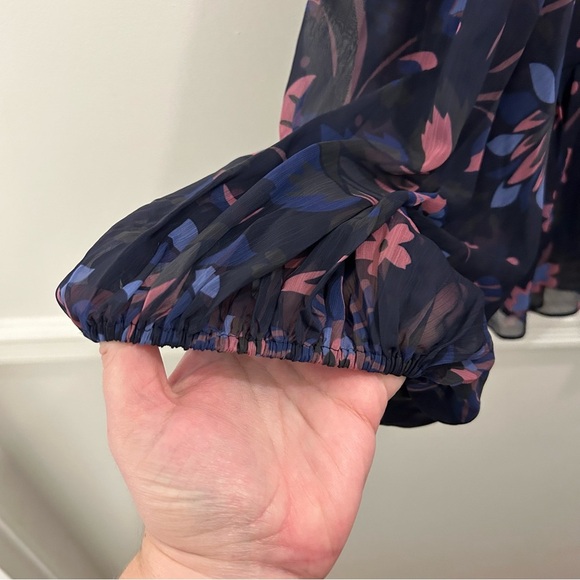 Ted Baker Stephanie Blouse 14 6 Navy Floral top shirt - Picture 5 of 13